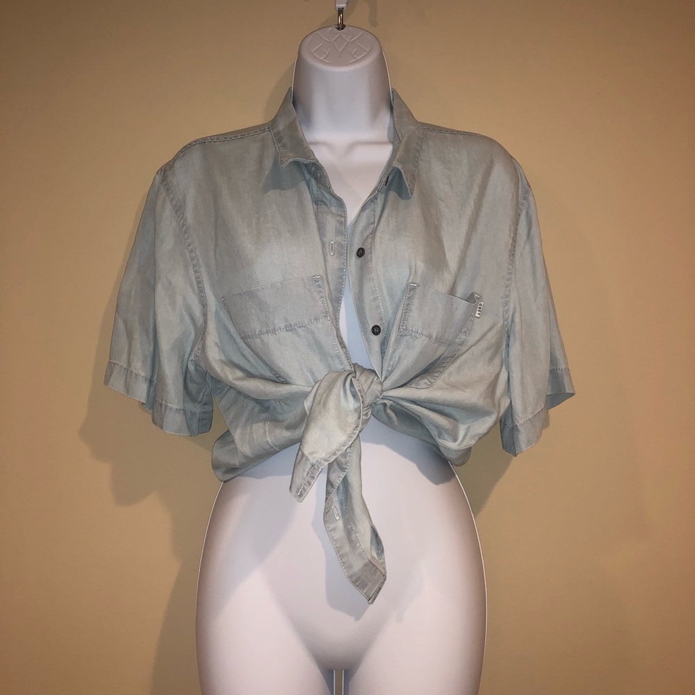 OBEY Short Sleeve Soft Denim Button Down